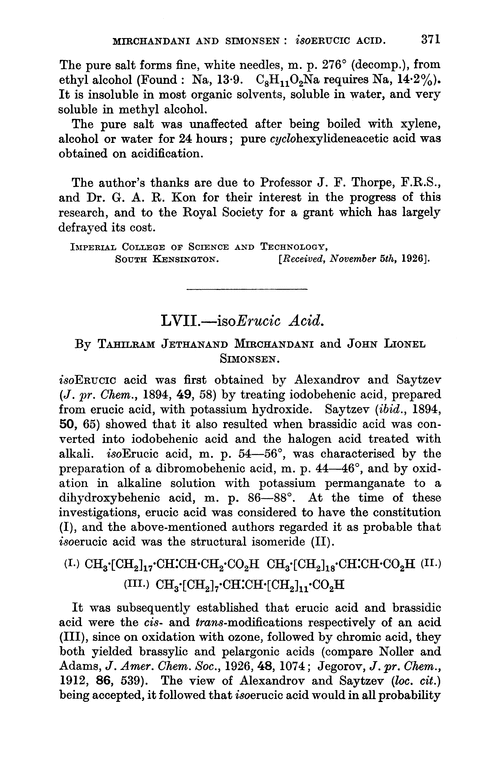 LVII.—isoErucic acid