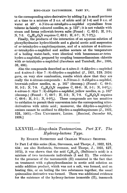 LXXVIII.—Ring-chain tautomerism. Part XV. The hydroxy-lactone type