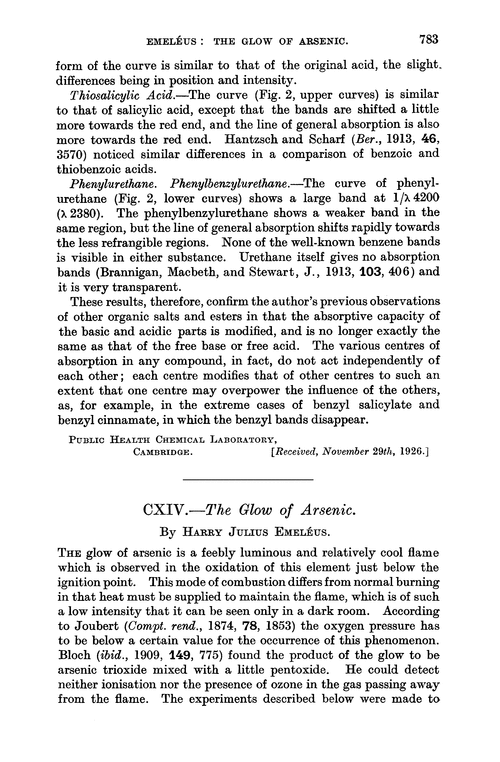 CXIV.—The glow of arsenic