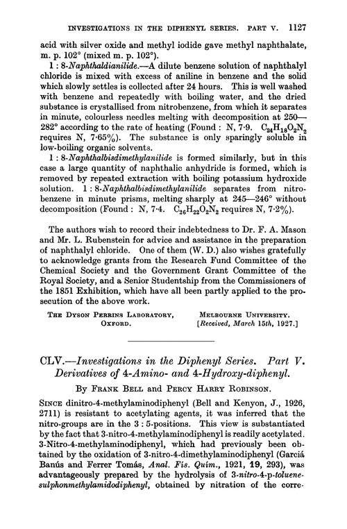 CLV.—Investigations in the diphenyl series. Part V. Derivatives of 4-amino- and 4-hydroxy-diphenyl