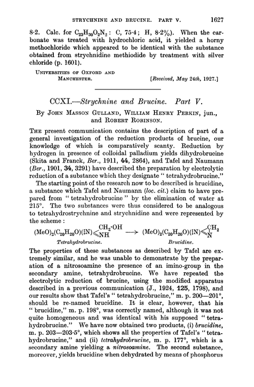 CCXI.—Strychnine and brucine. Part V