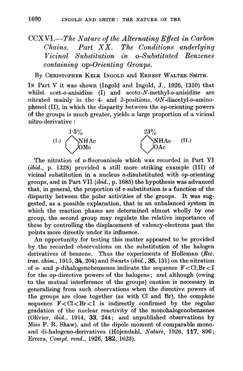 CCXVI.—The nature of the alternating effect in carbon chains. Part XX. The conditions underlying vicinal substitution in o-substituted benzenes containing op-orienting groups