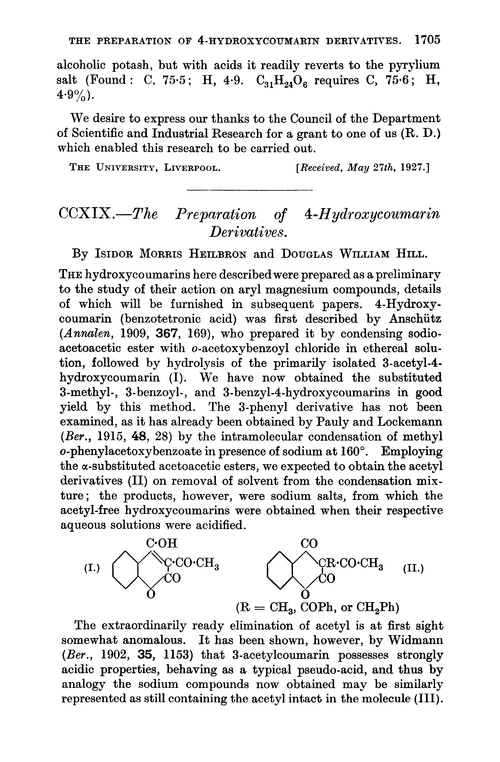 CCXIX.—The preparation of 4-hydroxycoumarin derivatives