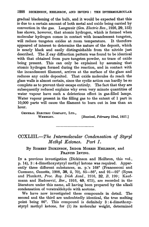 CCXLIII.—The intermolecular condensation of styryl methyl ketones. Part I