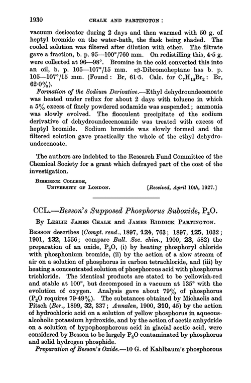 CCL.—Besson's supposed phosphorus suboxide, P2O