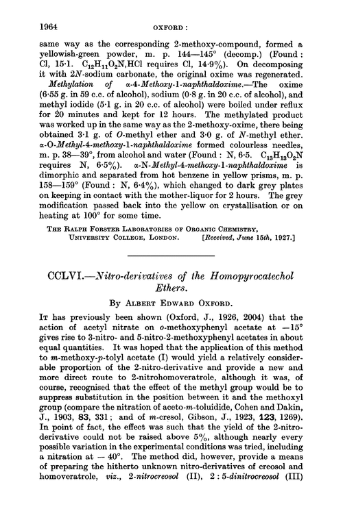 CCLVI.—Nitro-derivatives of the homopyrocatechol ethers