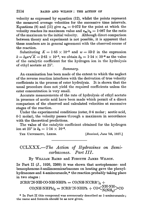 CCLXXX.—The action of hydrazines on semicarbazones. Part III