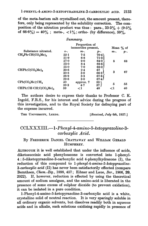 CCLXXXIII.—1-Phenyl-4-amino-5-ketopyrazoline-3-carboxylic acid