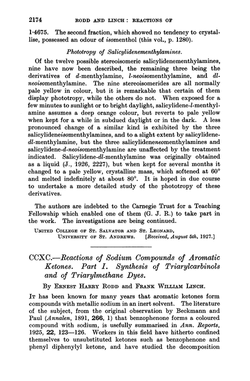 CCXC.—Reactions of sodium compounds of aromatic ketones. Part I. Synthesis of triarylcarbinols and of triarylmethane dyes
