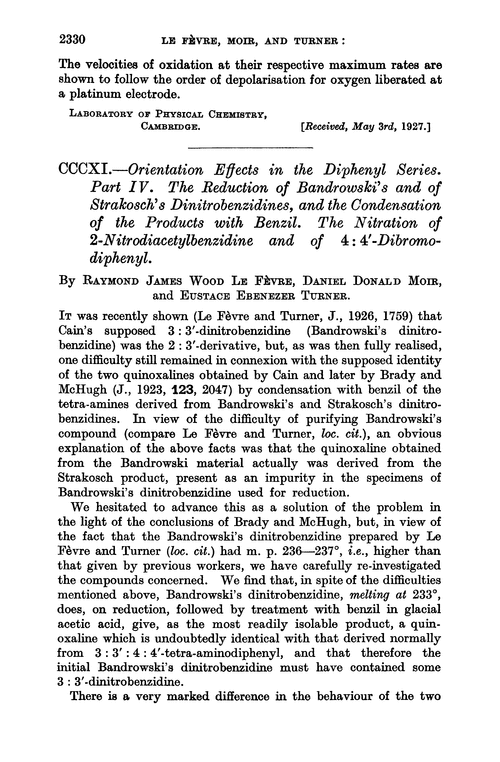 CCCXI.—Orientation effects in the diphenyl series. Part IV. The reduction of Bandrowski's and of Strakosch's dinitrobenzidines, and the condensation of the products with benzil. The nitration of 2-nitrodiacetylbenzidine and of 4 : 4′-dibromodiphenyl