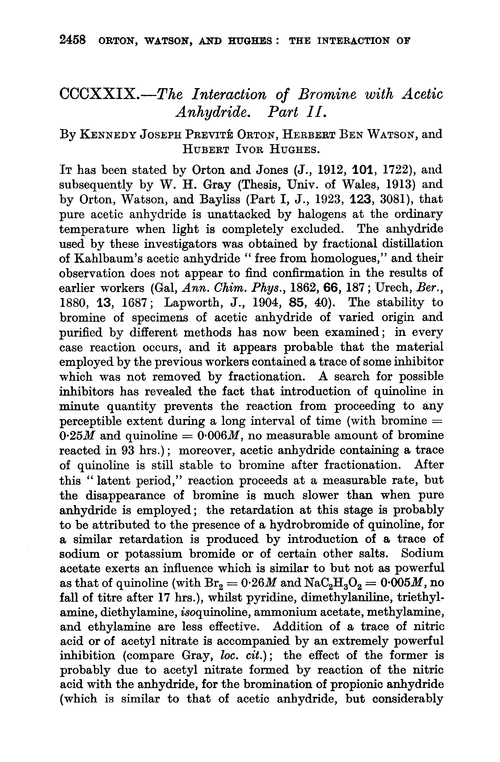 CCCXXIX.—The interaction of bromine with acetic anhydride. Part II