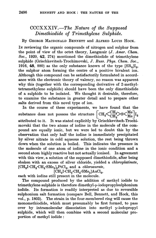 CCCXXXIV.—The nature of the supposed dimethiodide of trimethylene sulphide