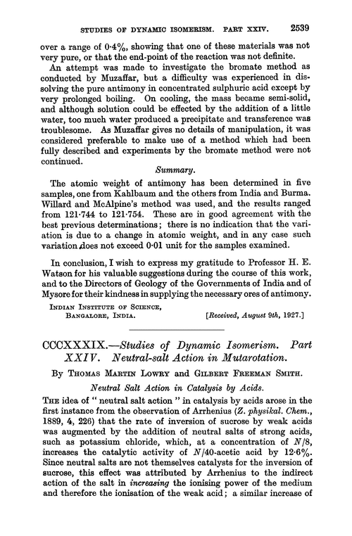CCCXXXIX.—Studies of dynamic isomerism. Part XXIV. Neutral-salt action in mutarotation
