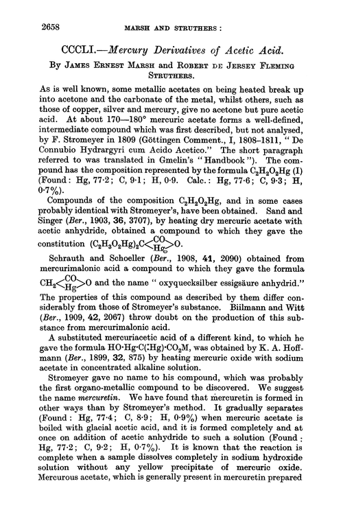 CCCLI.—Mercury derivatives of acetic acid