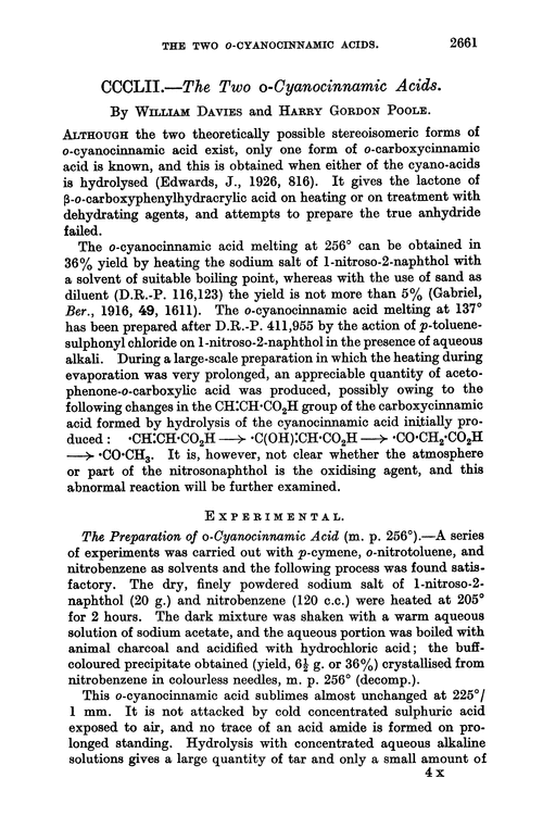 CCCLII.—The two o-cyanocinnamic acids