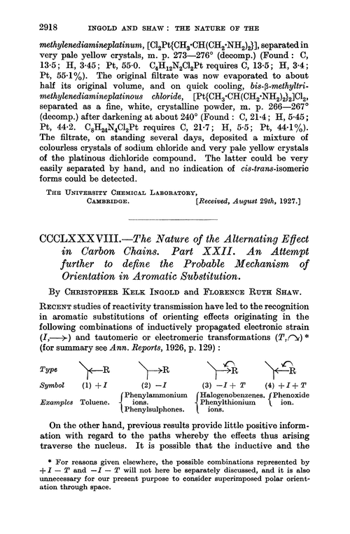 CCCLXXXVIII.—The nature of the alternating effect in carbon chains. Part XXII. An attempt further to define the probable mechanism of orientation in aromatic substitution