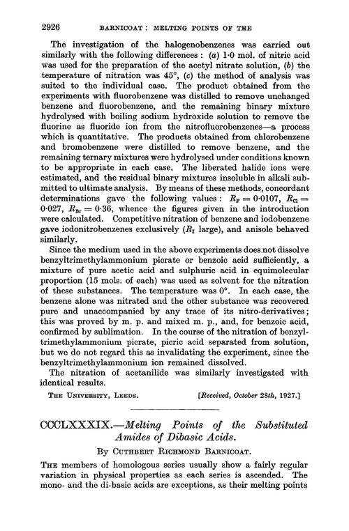 CCCLXXXIX.—Melting points of the substituted amides of dibasic acids