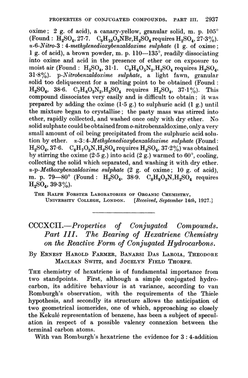 CCCXCII.—Properties of conjugated compounds. Part III. The bearing of hexatriene chemistry on the reactive form of conjugated hydrocarbons