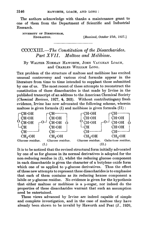 CCCCXIII.—The constitution of the disaccharides. Part XVII. Maltose and melibiose