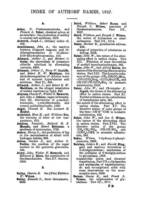 Index of authors' names, 1927