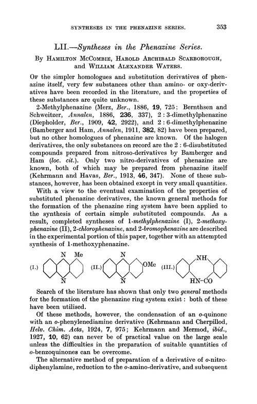 LII.—Syntheses in the phenazine series