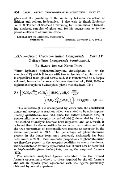 LXV.—Cyclic organo-metallic compounds. Part IV. Tellurylium compounds (continued)