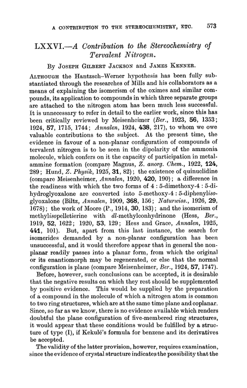 LXXVI.—A contribution to the stereochemistry of tervalent nitrogen
