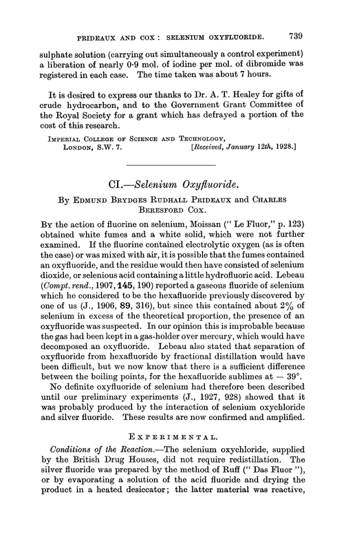 CI.—Selenium oxyfluoride