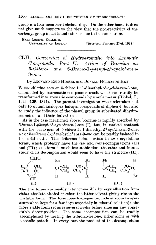 CLII.—Conversion of hydroaromatic into aromatic compounds. Part II. Action of bromine on 5-chloro- and 5-bromo-1-phenyl-Δ4-cyclohexen-3-one