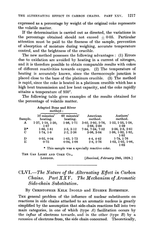 CLVI.—The nature of the alternating effect in carbon chains. Part XXV. The mechanism of aromatic side-chain substitution