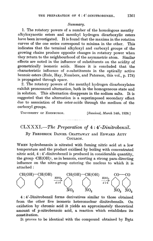 CLXXXI.—The preparation of 4 : 4′-dinitrobenzil