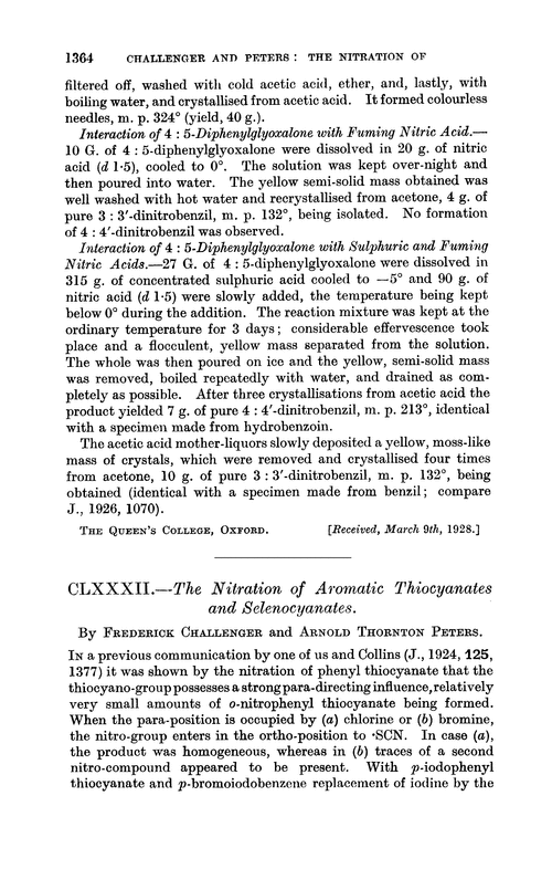CLXXXII.—The nitration of aromatic thiocyanates and selenocyanates