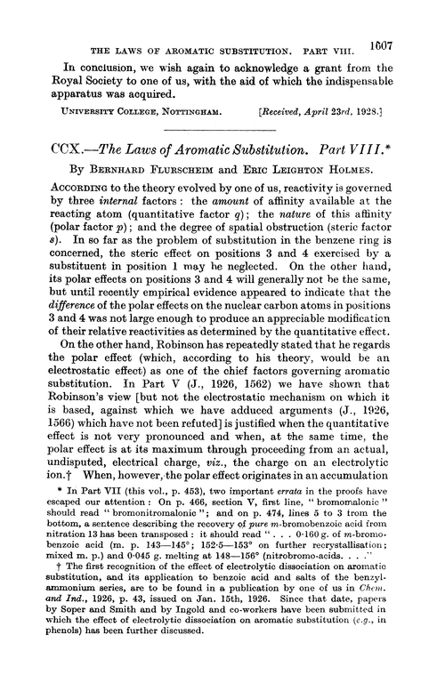 CCX.—The laws of aromatic substitution. Part VIII