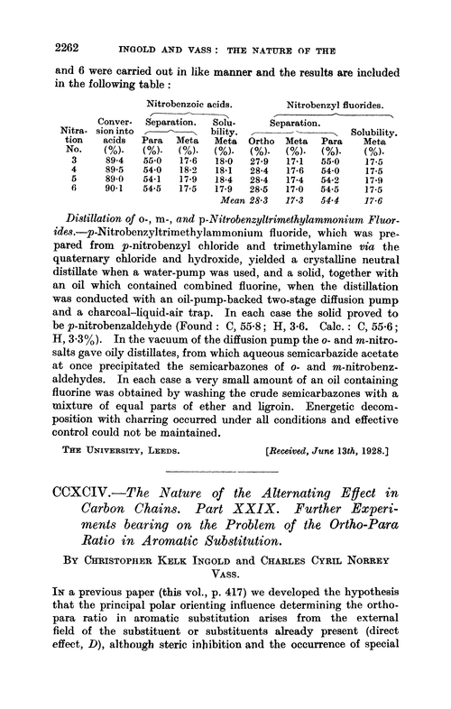 CCXCIV.—The nature of the alternating effect in carbon chains. Part XXIX. Further experiments bearing on the problem of the ortho-para ratio in aromatic substitution