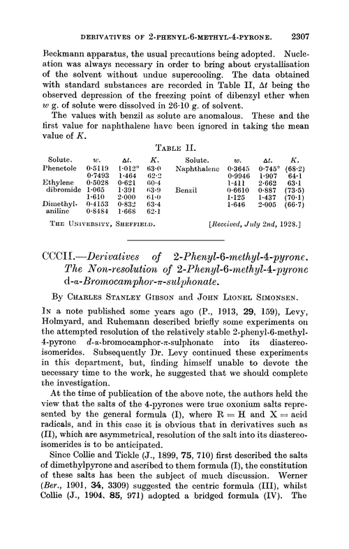 CCCII.—Derivatives of 2-phenyl-6-methyl-4-pyrone. The non-resolution of 2-phenyl-6-methyl-4-pyrone d-α-bromocamphor-π-sulphonate