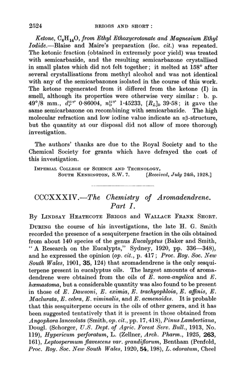 CCCXXXIV.—The chemistry of aromadendrene. Part I
