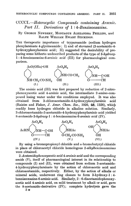 CCCCI.—Heterocyclic compounds containing arsenic. Part II. Derivatives of 1 : 4-benzisooxazine