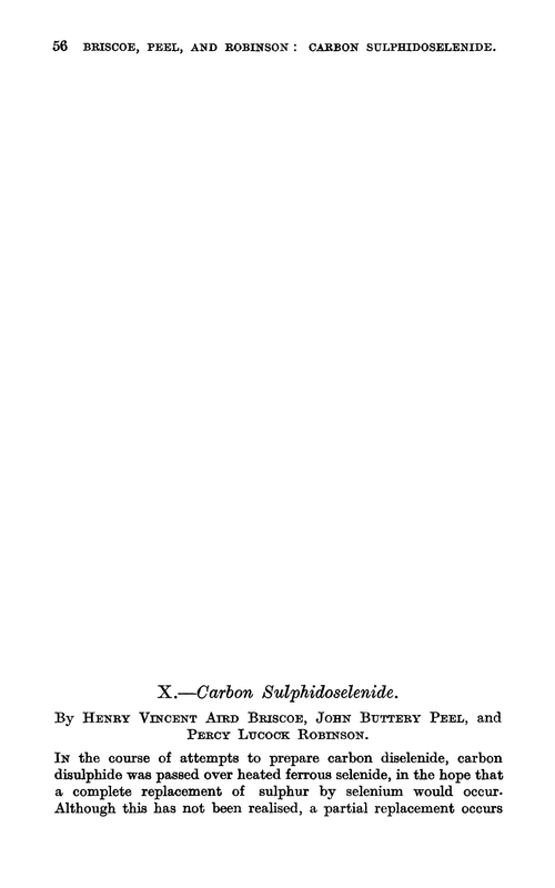 X.—Carbon sulphidoselenide