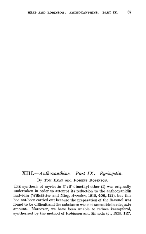 XIII.—Anthoxanthins. Part IX. Syringetin