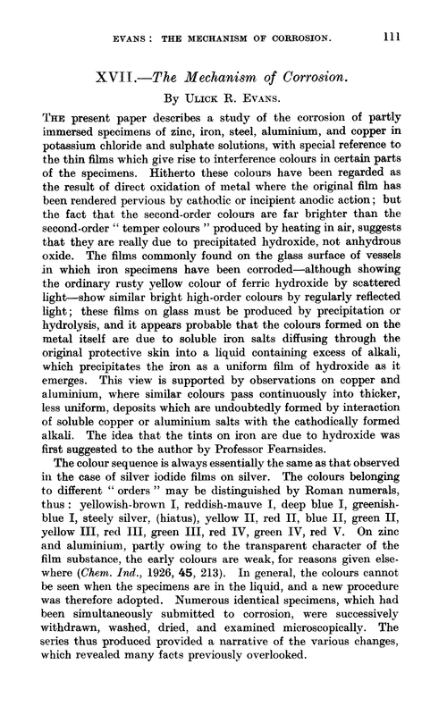 XVII.—The mechanism of corrosion