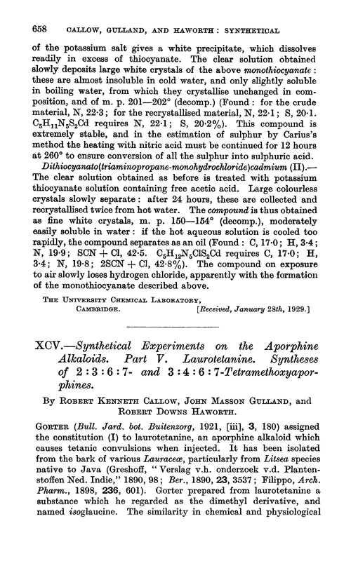 XCV.—Synthetical experiments on the aporphine alkaloids. Part V. Laurotetanine. Syntheses of 2 : 3 : 6 : 7- and 3 : 4 : 6 : 7-tetramethoxyaporphines