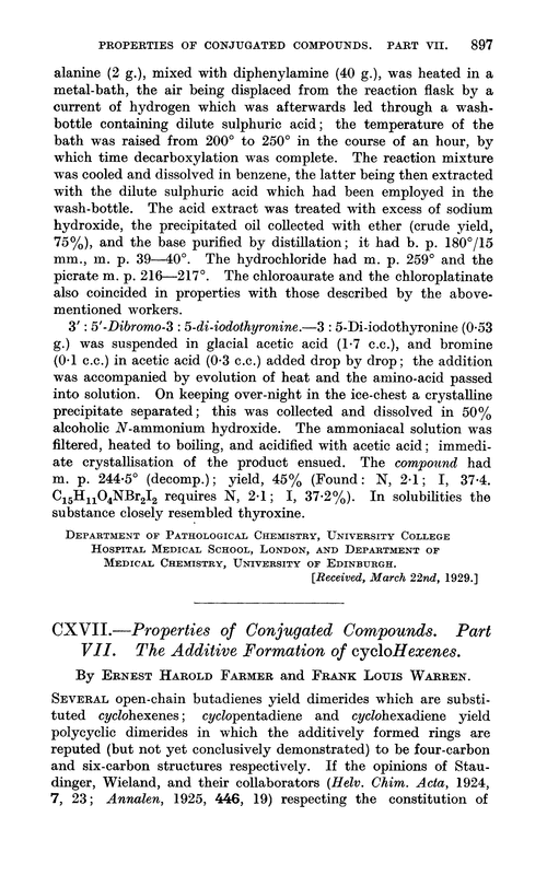 CXVII.—Properties of conjugated compounds. Part VII. The additive formation of cyclohexenes