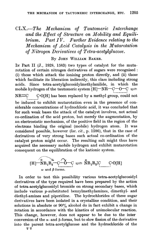CLX.—The mechanism of tautomeric interchange and the effect of structure on mobility and equilibrium. Part IV. Further evidence relating to the mechanism of acid catalysis in the mutarotation of nitrogen derivatives of tetra-acetylglucose