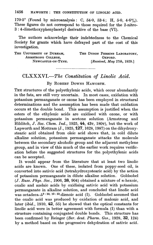 CLXXXVI.—The constitution of linolic acid