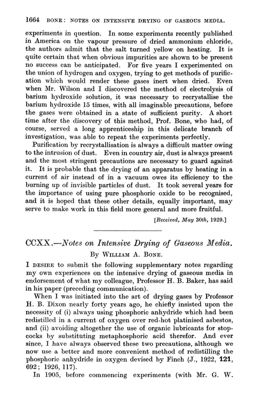 CCXX.—Notes on intensive drying of gaseous media