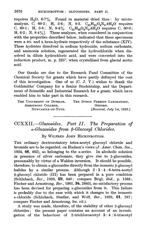 CCXXII.—Glucosides. Part II. The preparation of α-glucosides from β-glucosyl chlorides