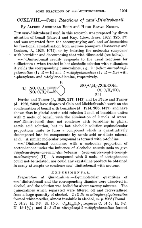 CCXLVIII.—Some reactions of mm′-dinitrobenzil