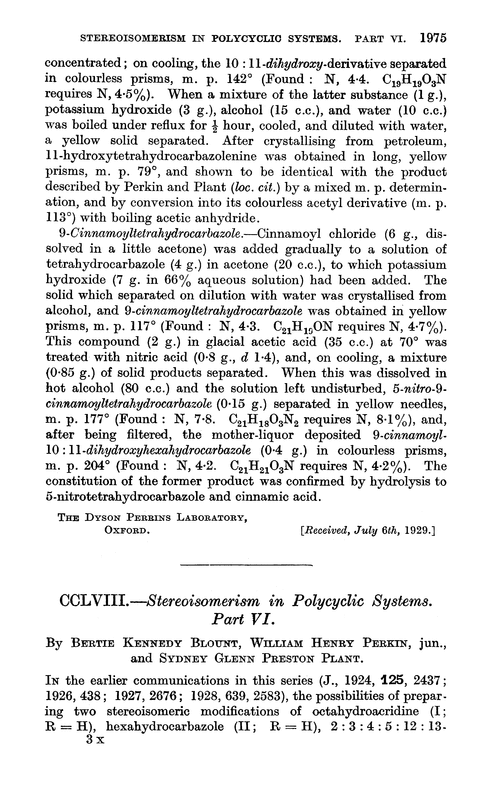 CCLVIII.—Stereoisomerism in polycyclic systems. Part VI