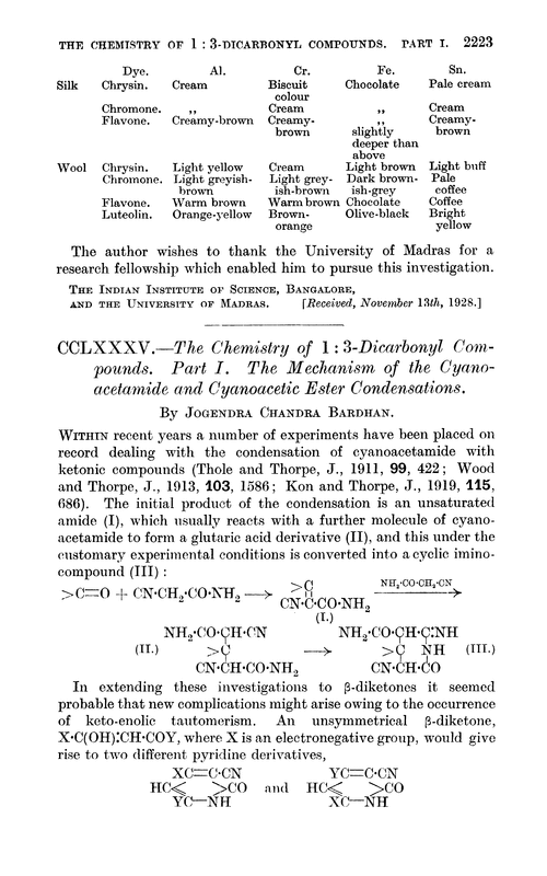 CCLXXXV.—The chemistry of 1 : 3-dicarbonyl compounds. Part I. The mechanism of the cyanoacetamide and cyanoacetic ester condensations