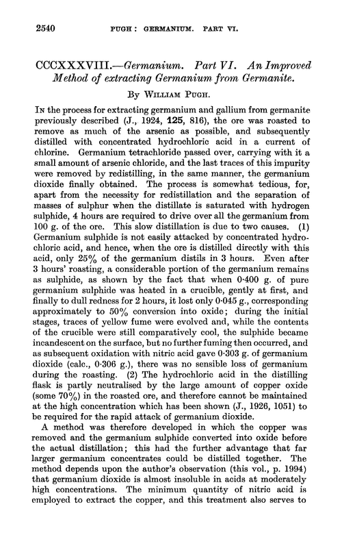 CCCXXXVIII.—Germanium. Part VI. An improved method of extracting germanium from germanite